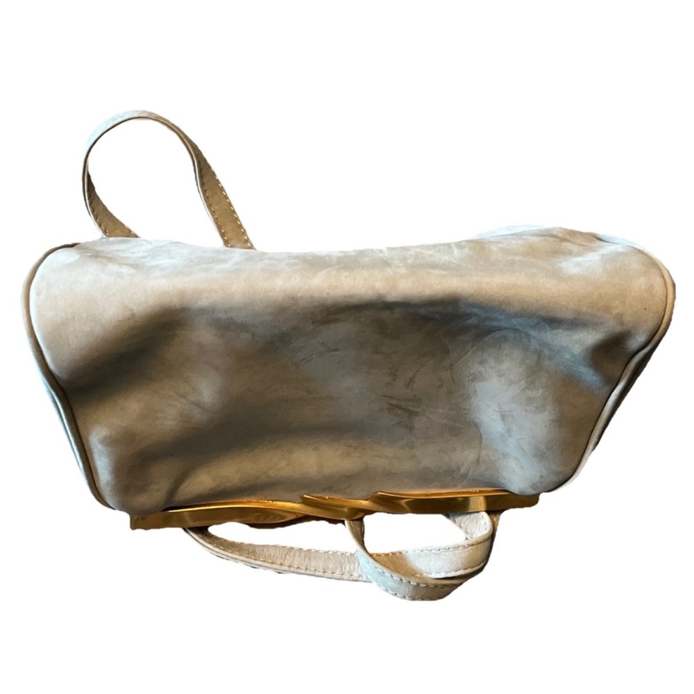 Donna Karan New York Purse Genuine Leather Made In Italy Light Gray/Green & Gold - Picture 10 of 13